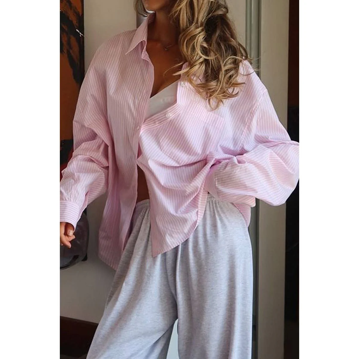 Stripe Long Sleeve Button Down Shirt - BBHGWM