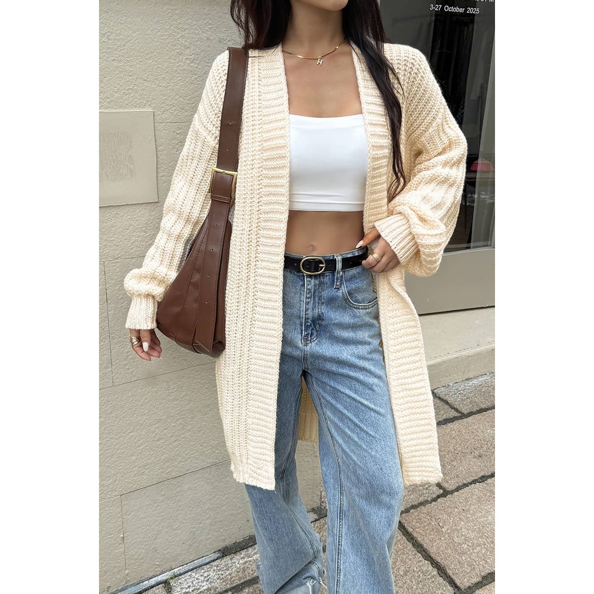 Solid Knitted Loose Long Body Cardigan - BBHGWM