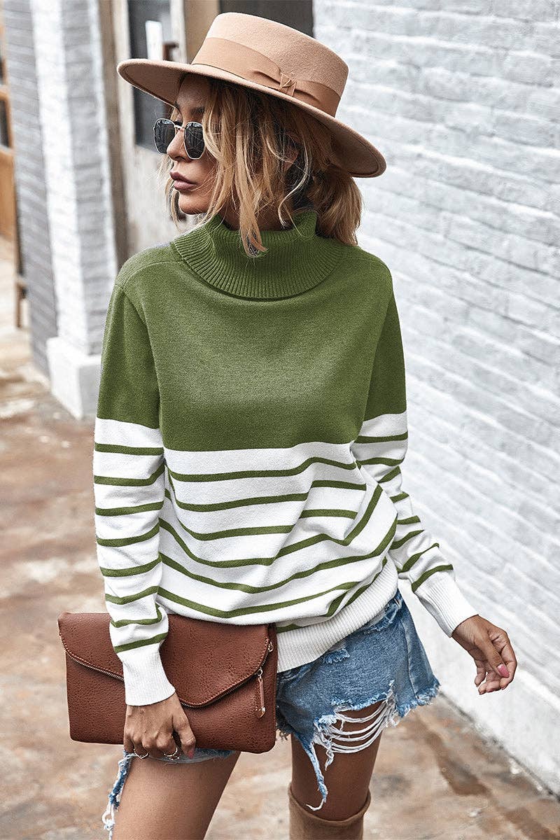 Turtle Neck Solid Long Sleeve Top - Clearance - BBHGWM