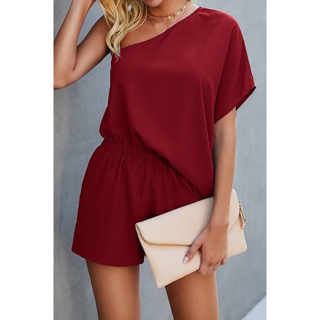 Whispering Petals One Shoulder Romper - BBHGWM