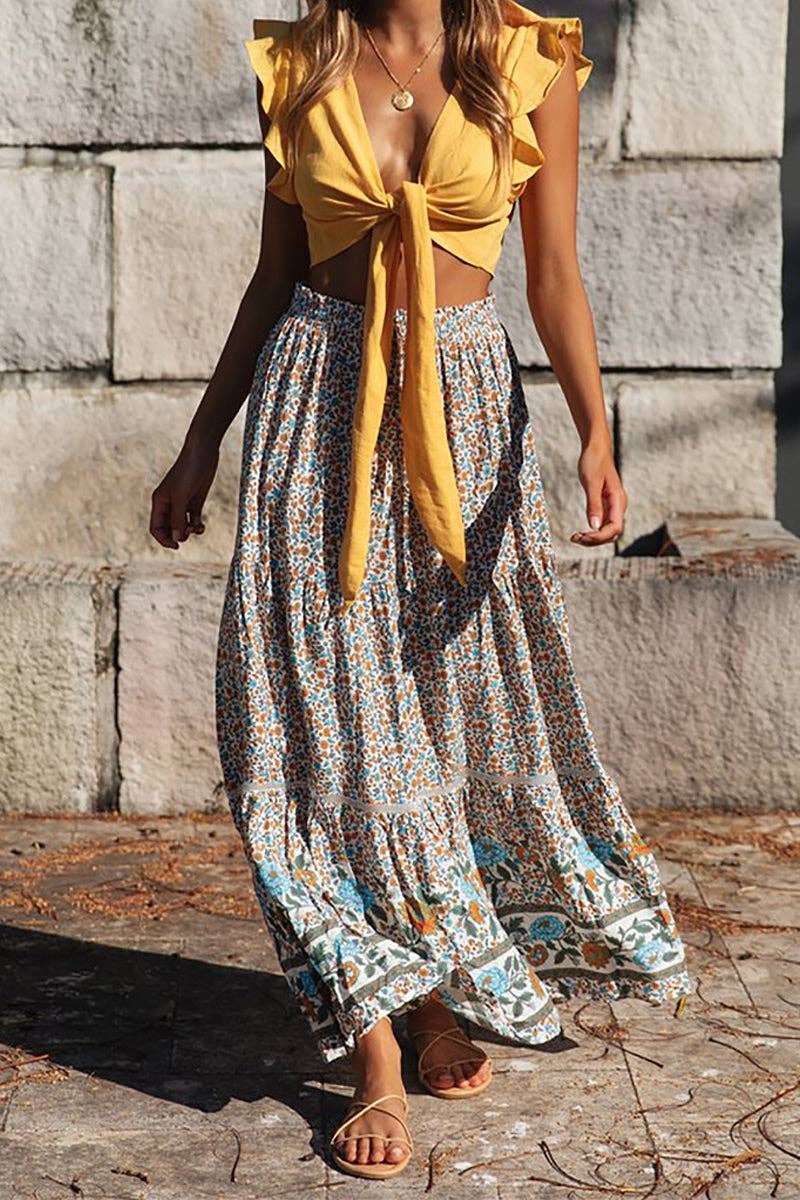 Polka Dot Ruffled Maxi Skirts - BBHGWM