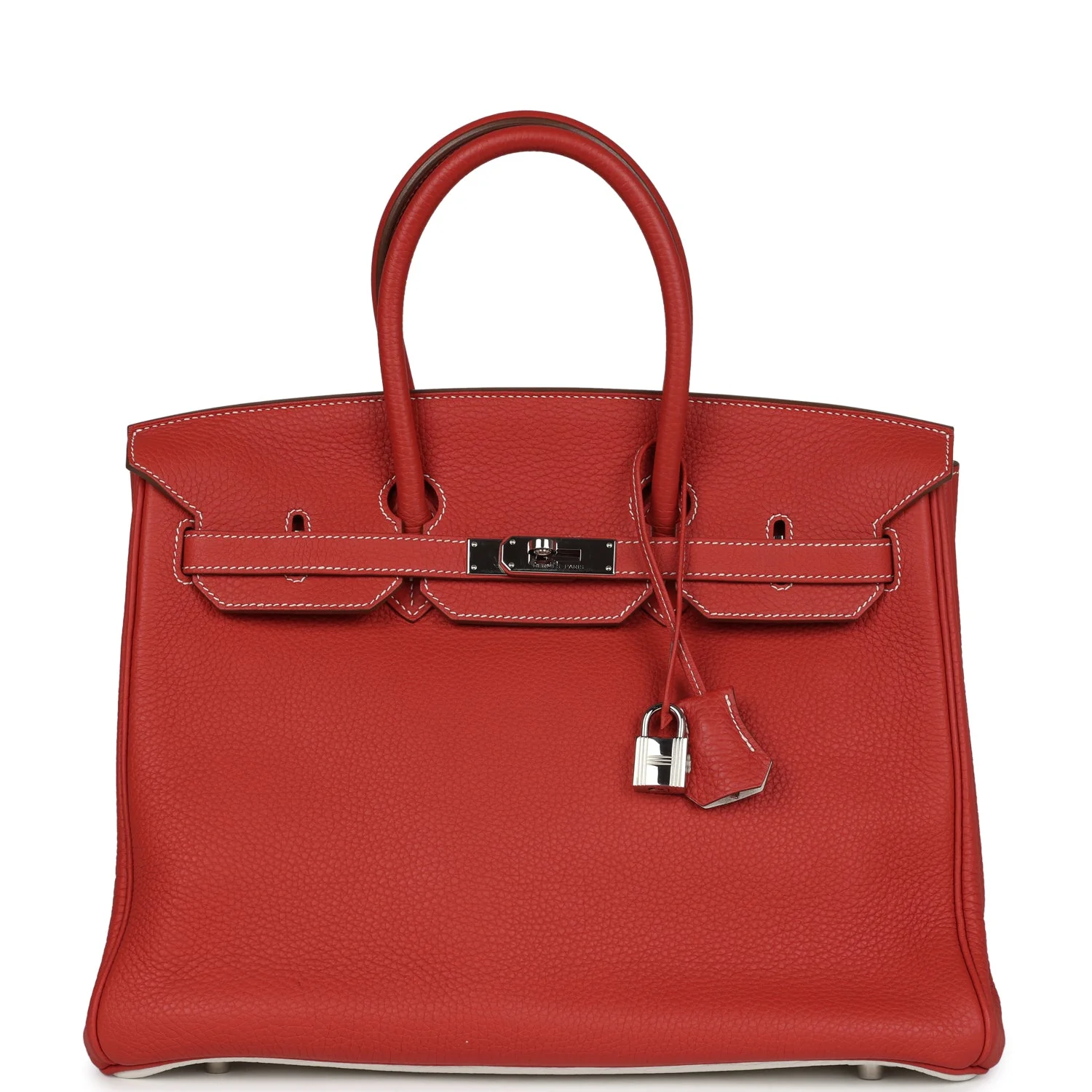 Replicate Hermes Birkin 35 Eclat Sanguine and White Clemence Palladium Hardware(1:1 replica)