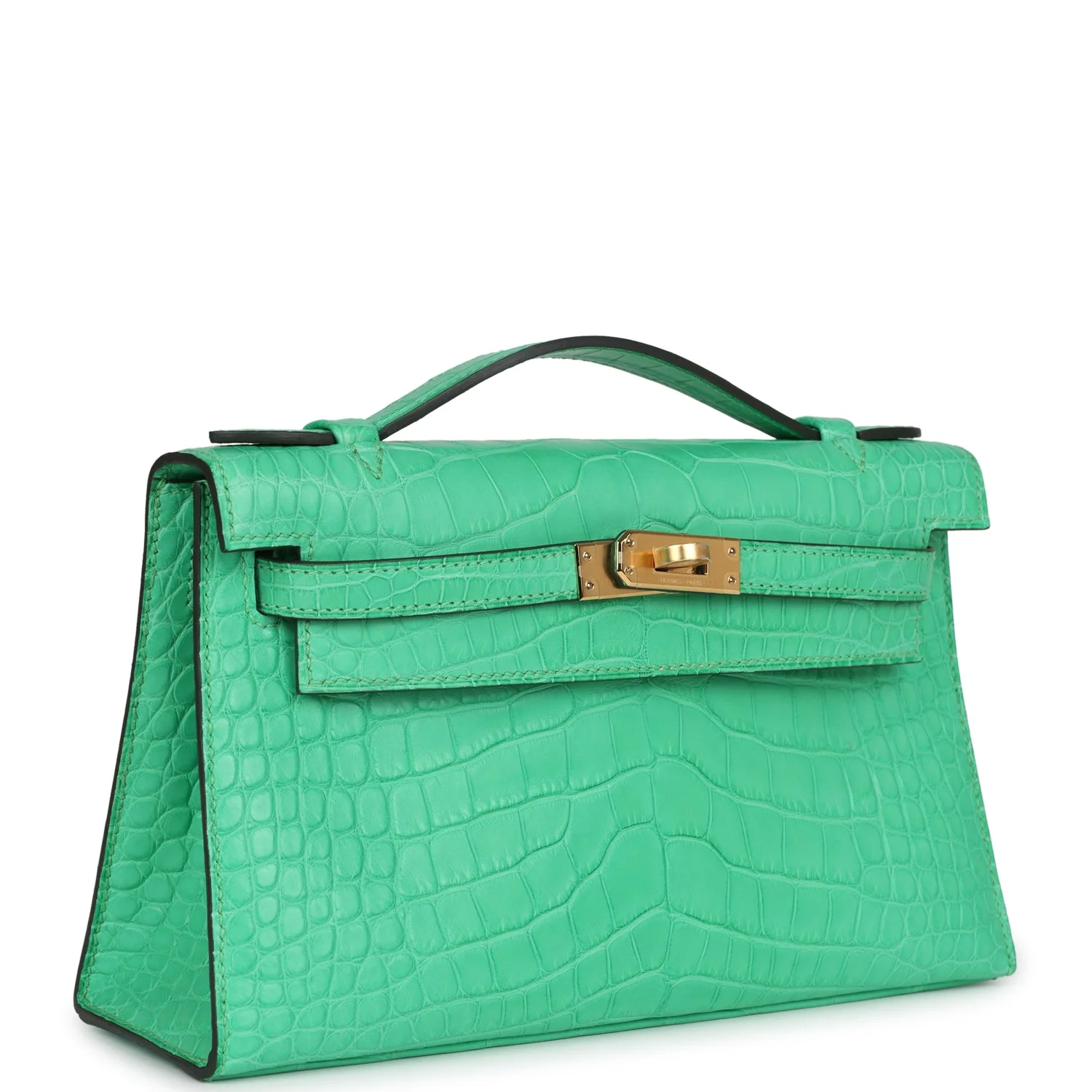 Replicate Hermes Kelly Pochette Vert Comics Matte Alligator Gold Hardware(1:1 replica)