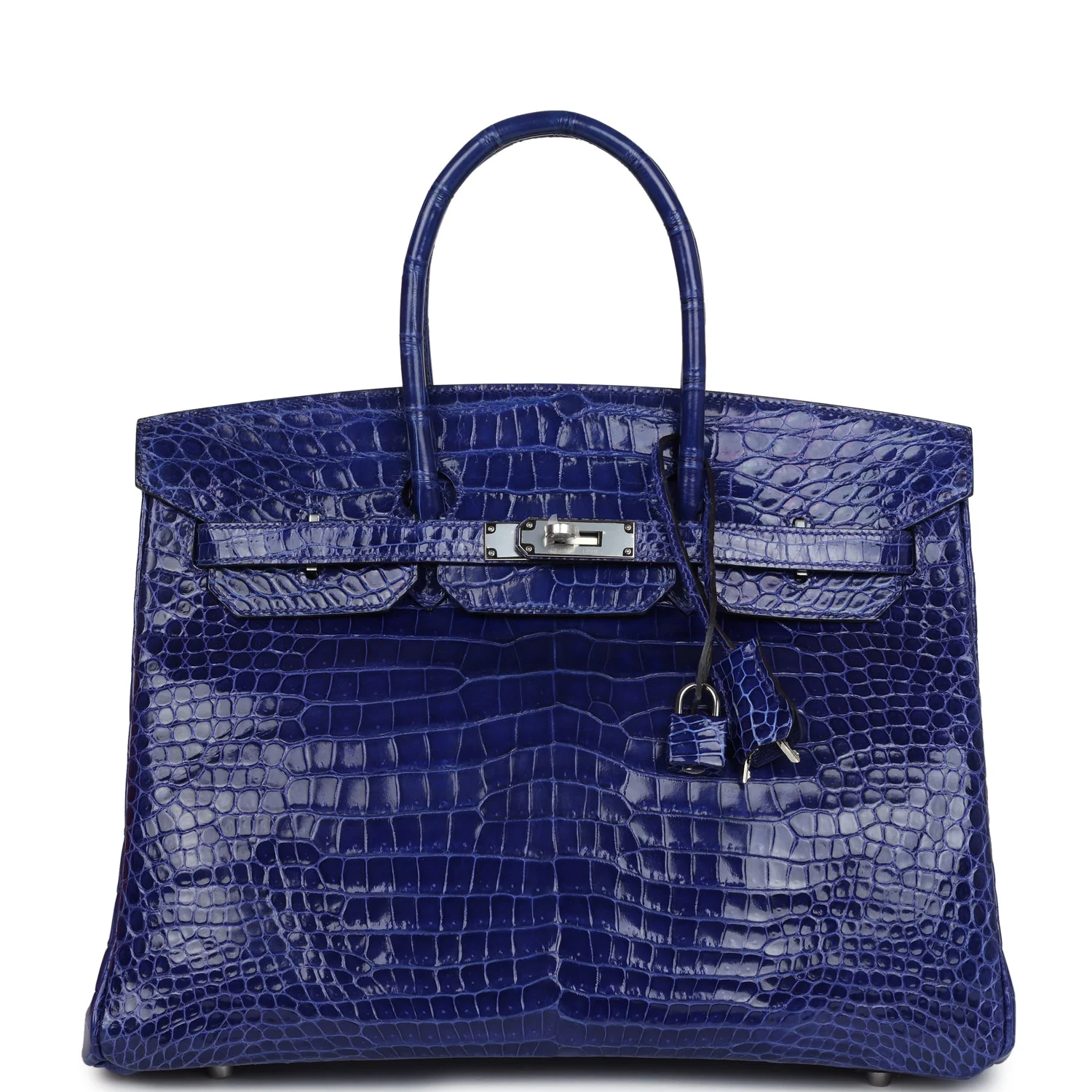 Replicate Hermes Birkin 35 Bleu Electric Shiny Porosus Crocodile Palladium Hardware(1:1 replica)