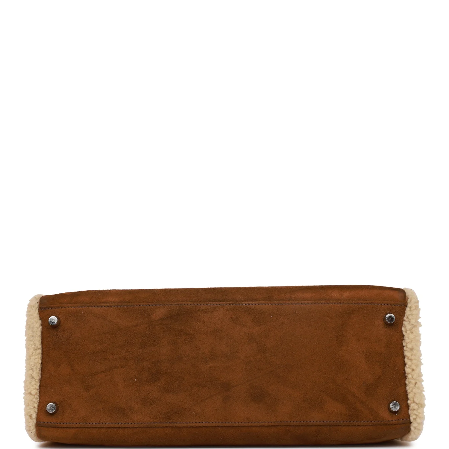 Replicate Hermes Teddy Kelly 35 Shearling and Ebene Barenia Palladium Hardware(1:1 replica)