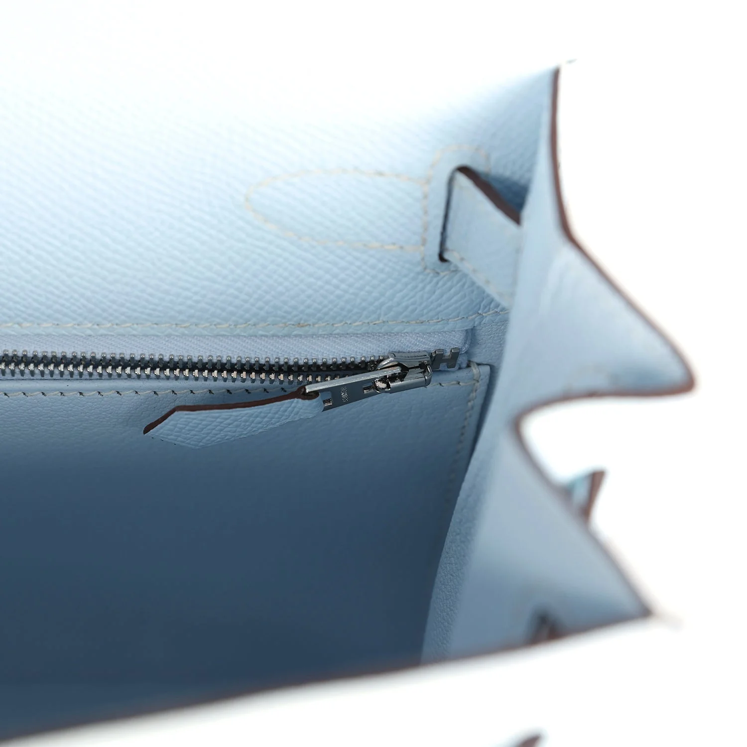 Replicate Hermes Kelly Sellier 28 Bleu Brume Epsom Palladium Hardware(1:1 replica)