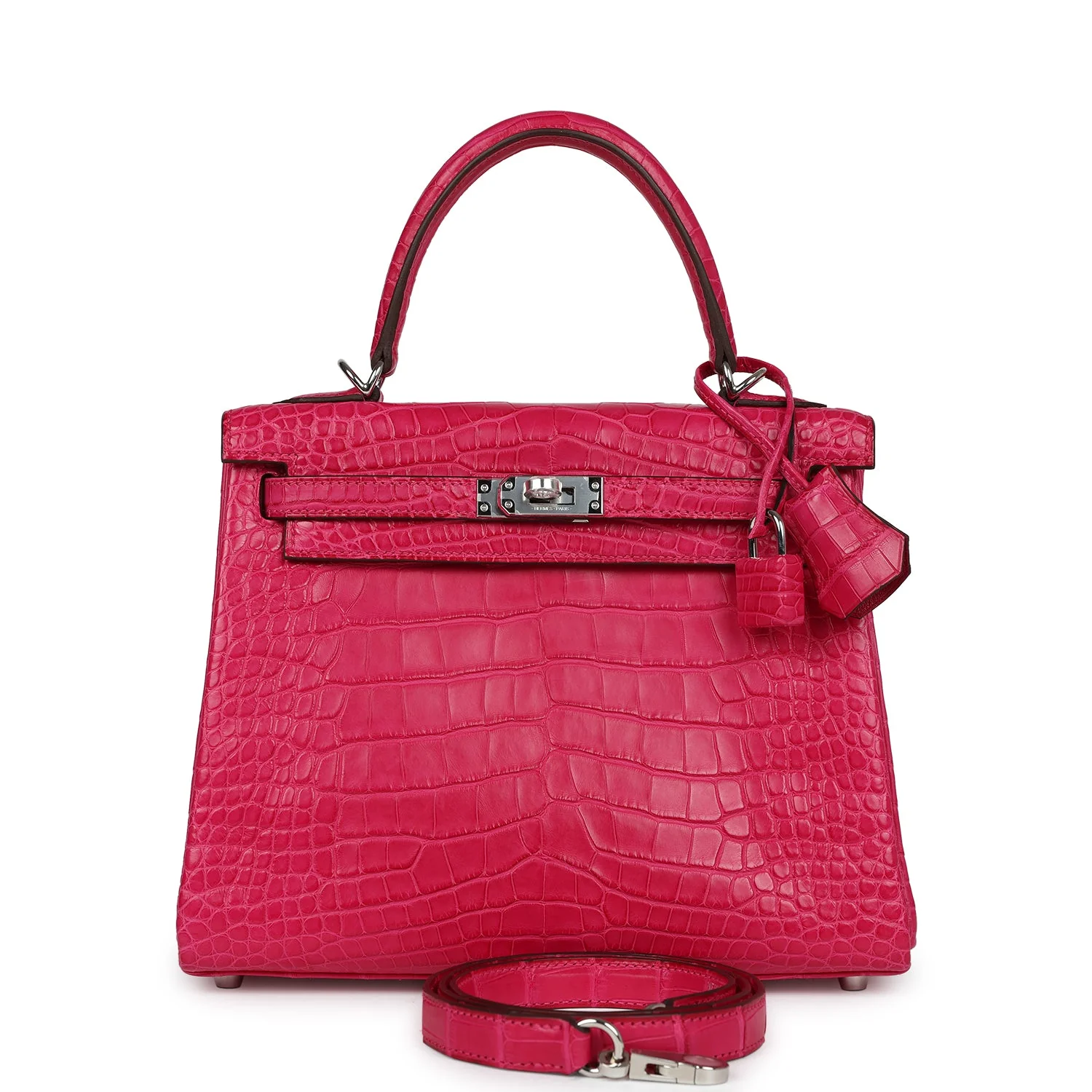 Replicate Hermes Kelly Retourne 25 Framboise Matte Alligator Palladium Hardware(1:1 replica)