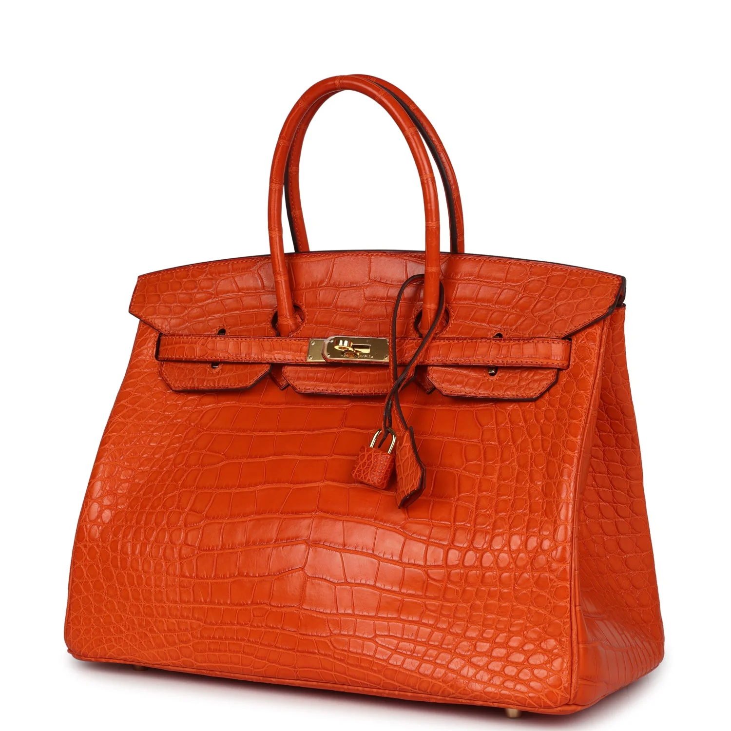Replicate Hermes Birkin 35 Feu Matte Alligator Gold Hardware(1:1 replica)