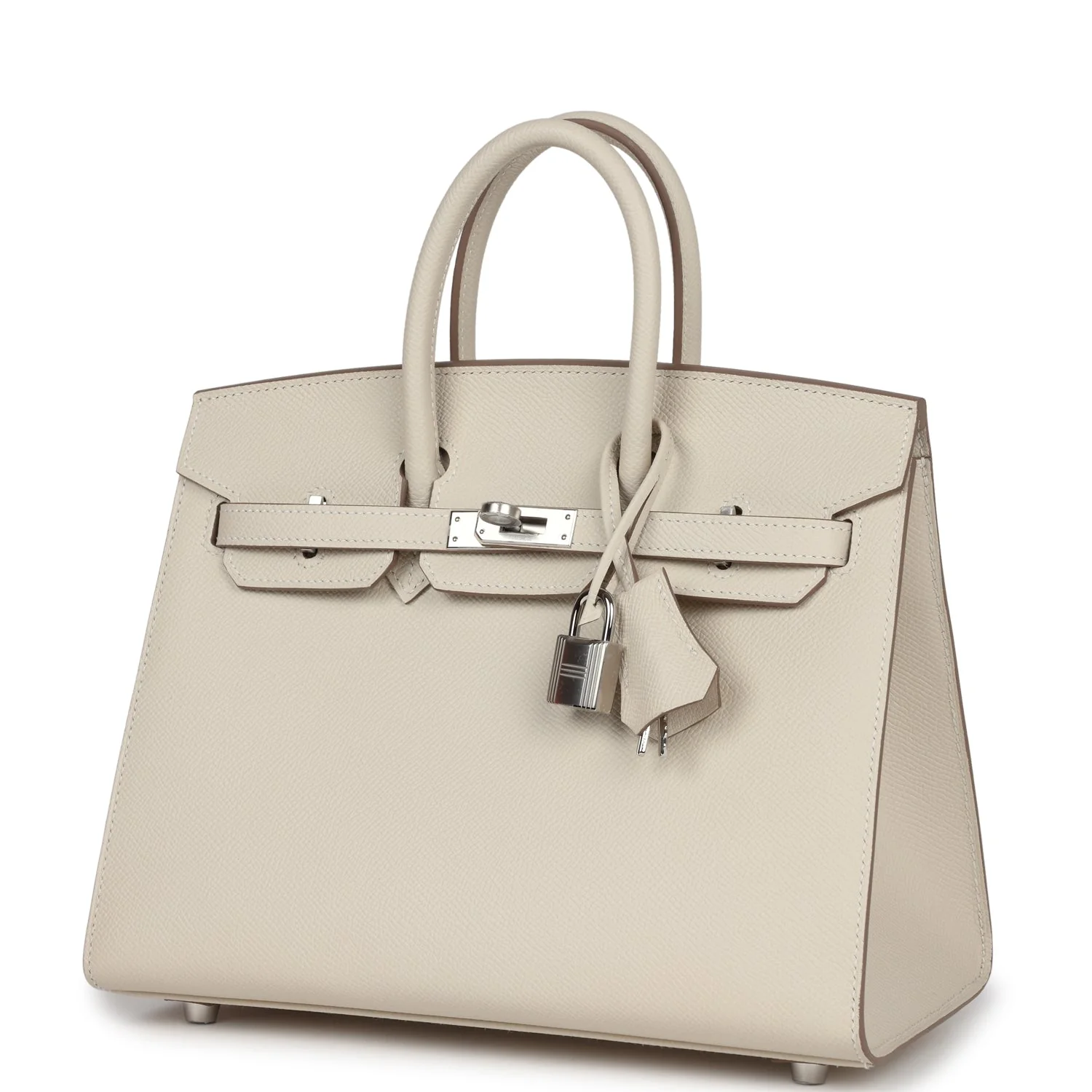 Replicate Hermes Birkin Sellier 25 Craie Epsom Palladium Hardware(1:1 replica)