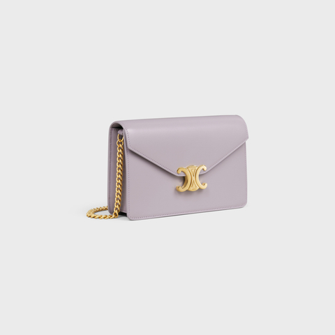 Replicate WALLET ON CHAIN MARGO IN SHINY CALFSKIN LIGHT LILAC(1:1 replica)