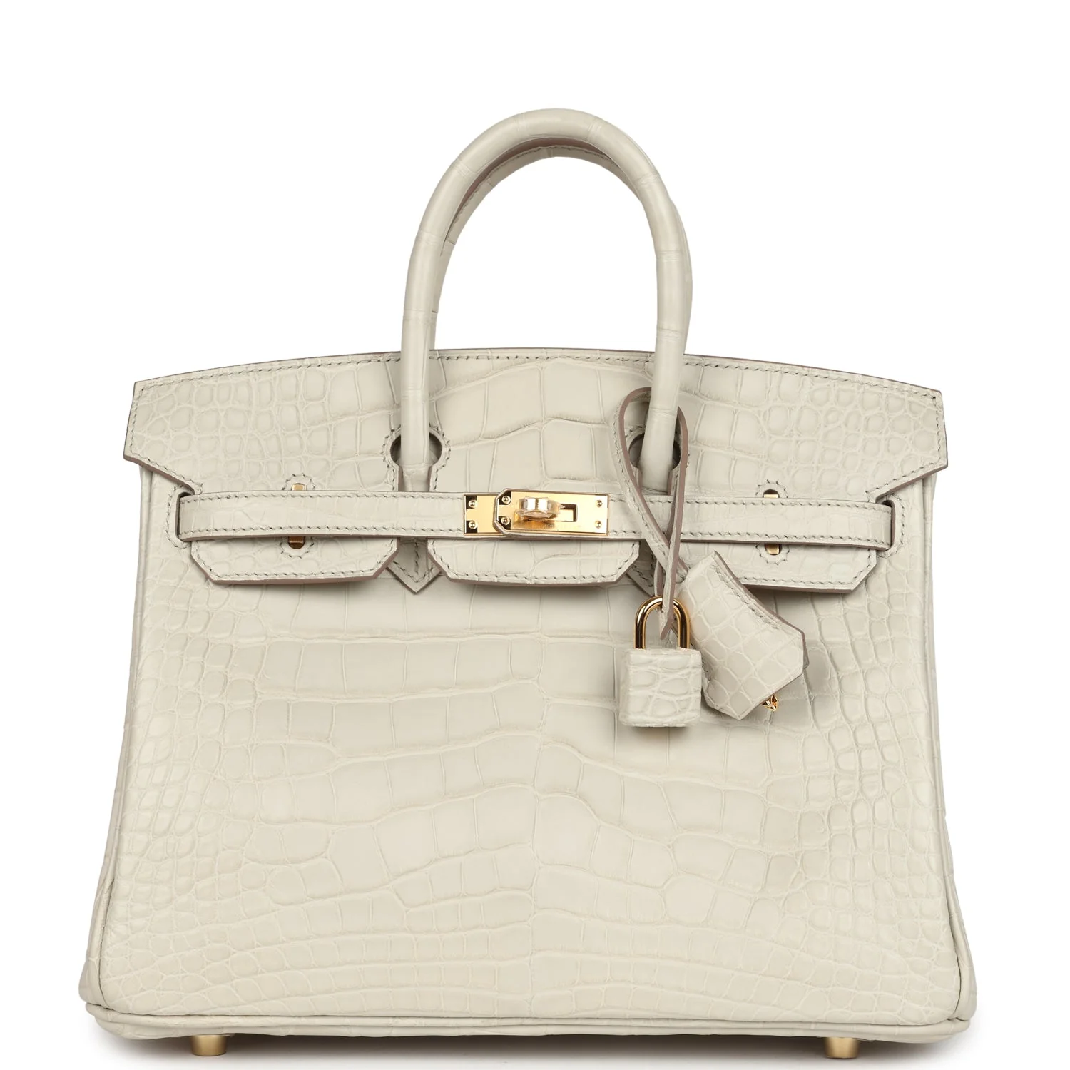 Replicate Hermes Birkin 25 Beton Matte Alligator Gold Hardware(1:1 replica)
