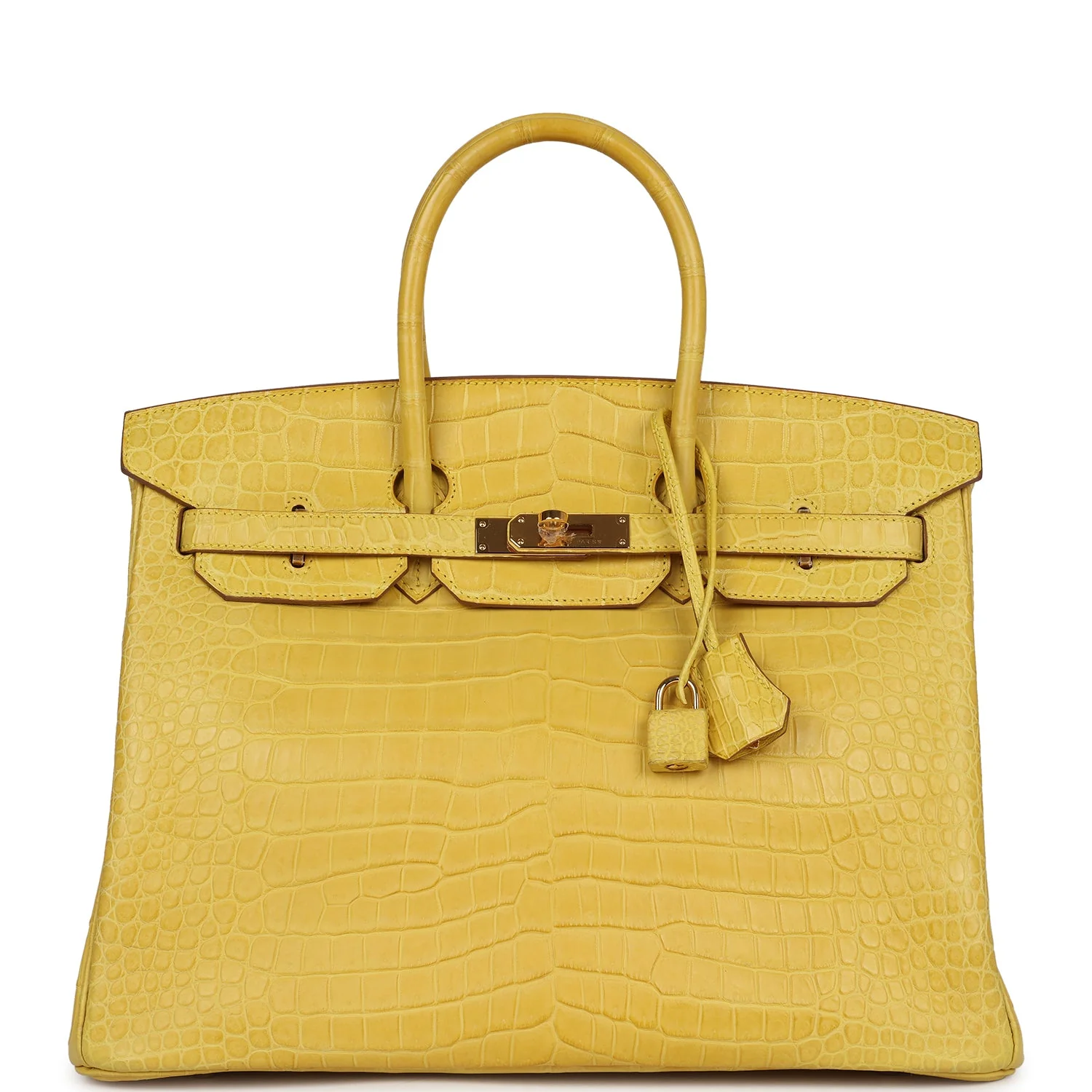 Replicate Hermes Birkin 35 Mimosa Matte Porosus Crocodile Gold Hardware(1:1 replica)