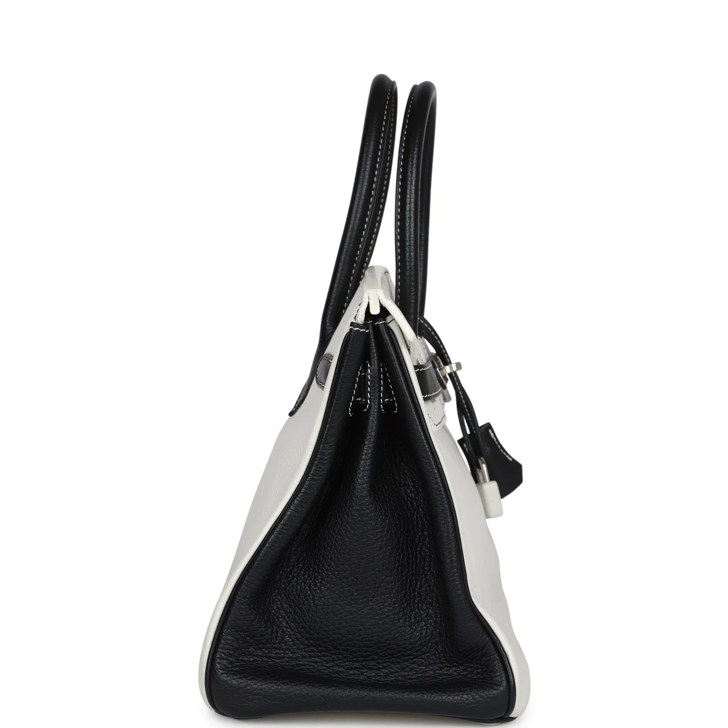 Replicate Hermes Special Order (HSS) Birkin 30 White and Black Clemence Palladium Hardware(1:1 replica)