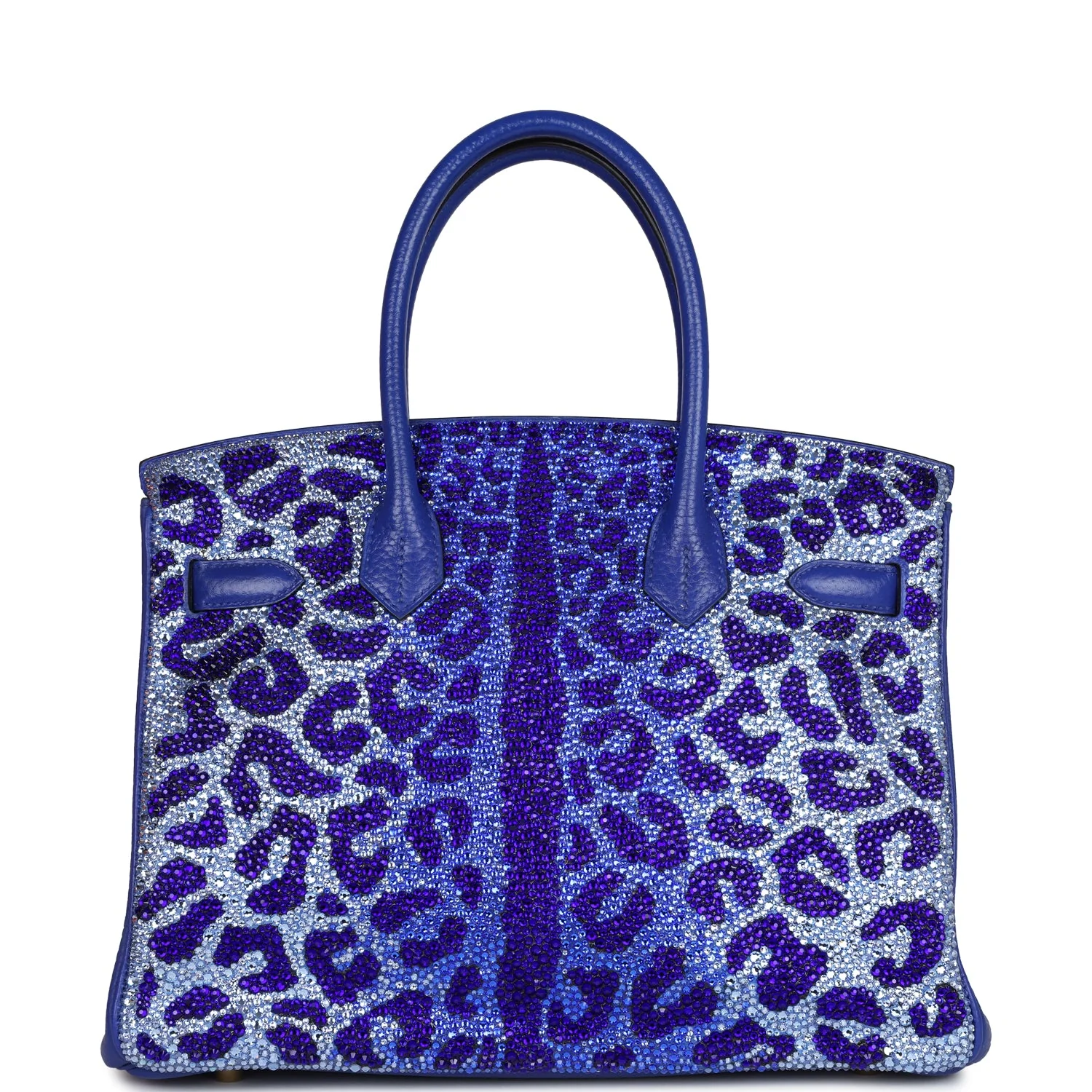 Replicate Custom Leopard Swarovski Crystal Hermes Birkin 30 Bleu Electric Togo Gold Hardware(1:1 replica)