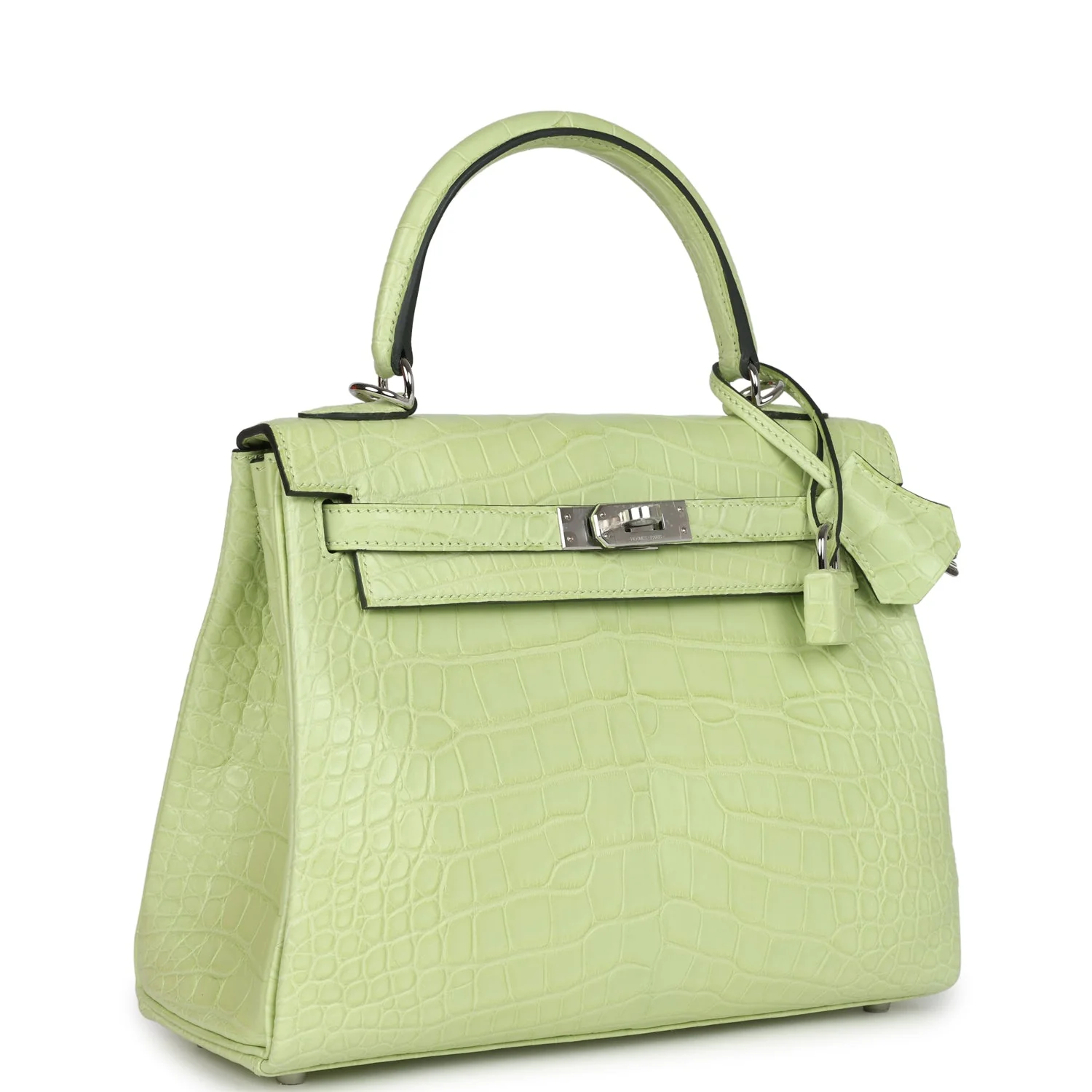 Replicate Hermes Kelly Retourne 25 Jaune Bourgeon Matte Alligator Palladium Hardware(1:1 replica)