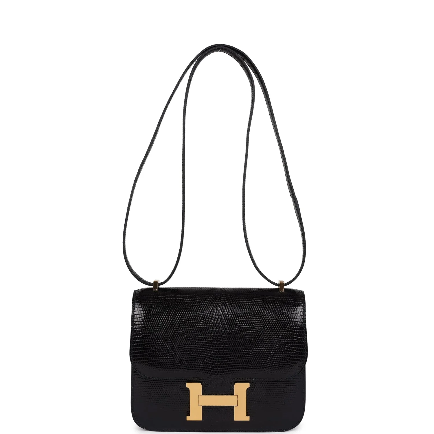 Replicate Hermes Constance 18 Black Varanus Niloticus Lizard Gold Hardware(1:1 replica)