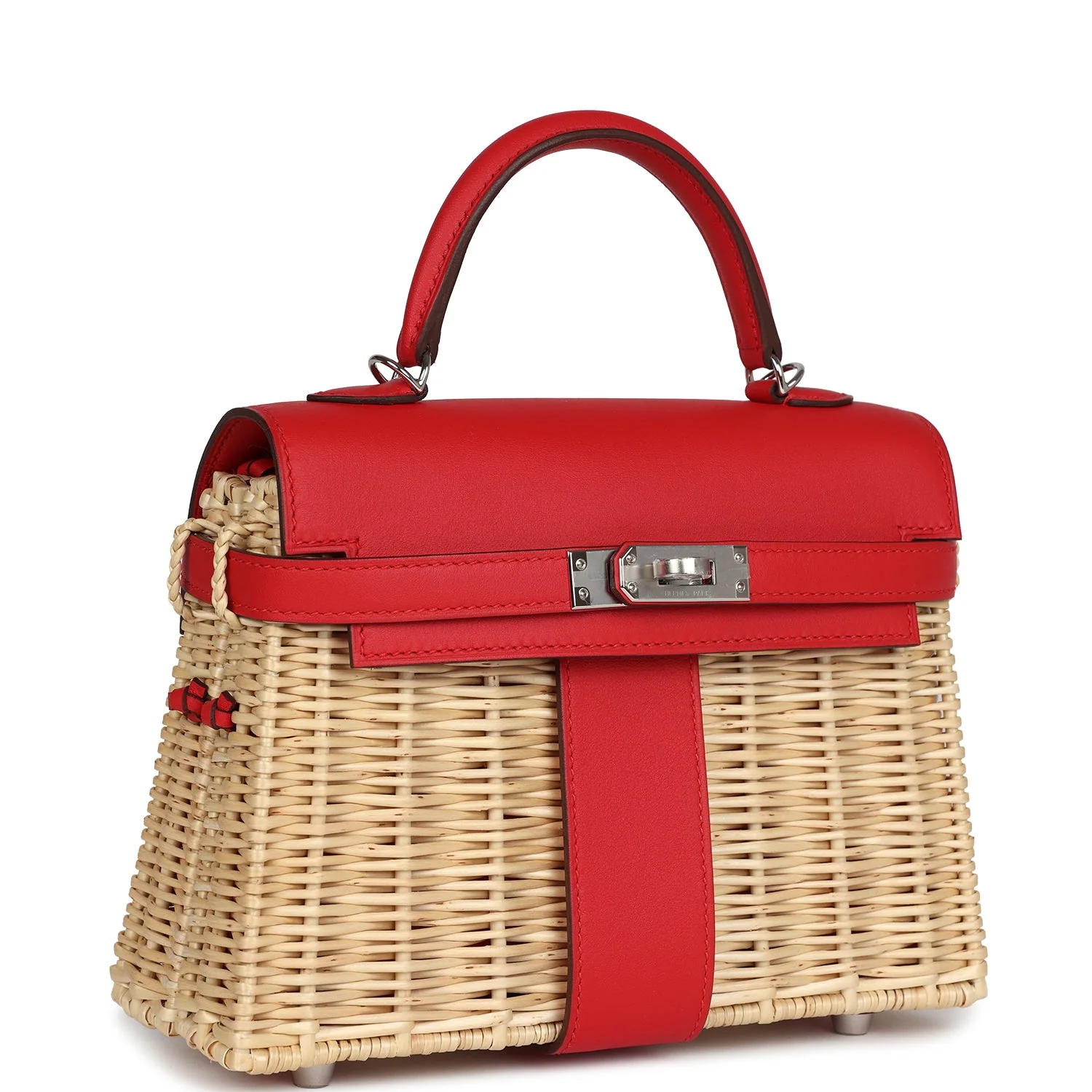 Replicate Hermes Mini Picnic Kelly 20 Rouge De Coeur Swift Palladium Hardware(1:1 replica)