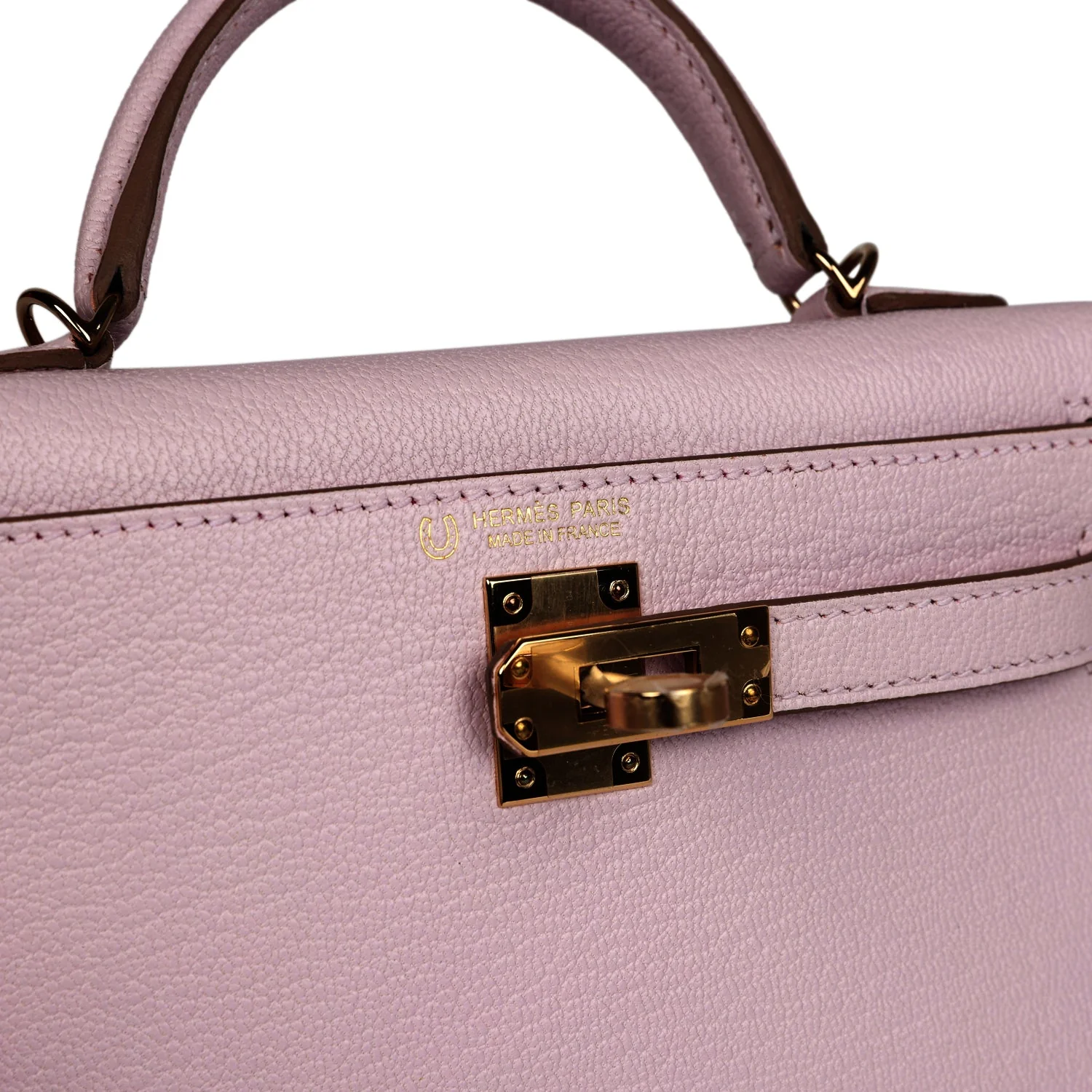 Replicate Hermes Special Order (HSS) Kelly Sellier 20 Mauve Pale Verso Chevre Mysore Permabrass Hardware(1:1 replica)
