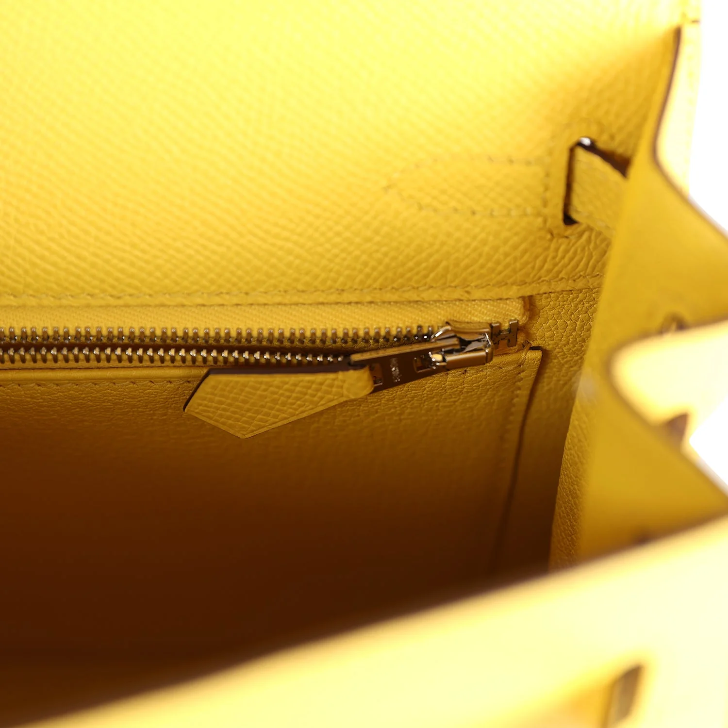 Replicate Hermes Kelly Sellier 25 Jaune De Naples Epsom Palladium Hardware(1:1 replica)