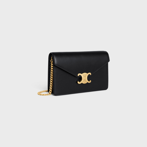 Replicate WALLET ON CHAIN MARGO IN SHINY CALFSKIN BLACK(1:1 replica)
