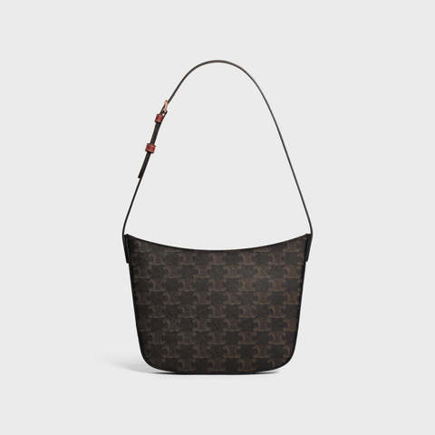 Replicate MEDIUM CELINE CROQUE BAG IN TRIOMPHE CANVAS AND CALFSKIN TAN(1:1 replica)