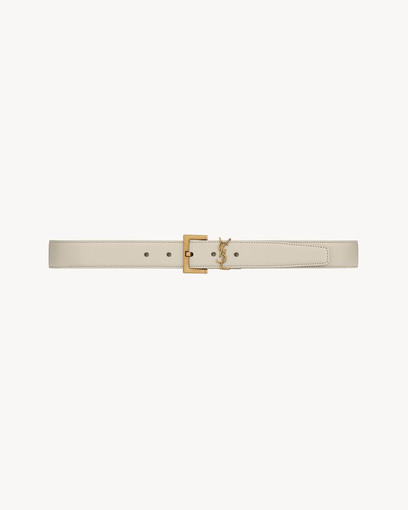 Replicate cassandre belt with square buckle in shiny box saint laurent leather(1:1 replica)