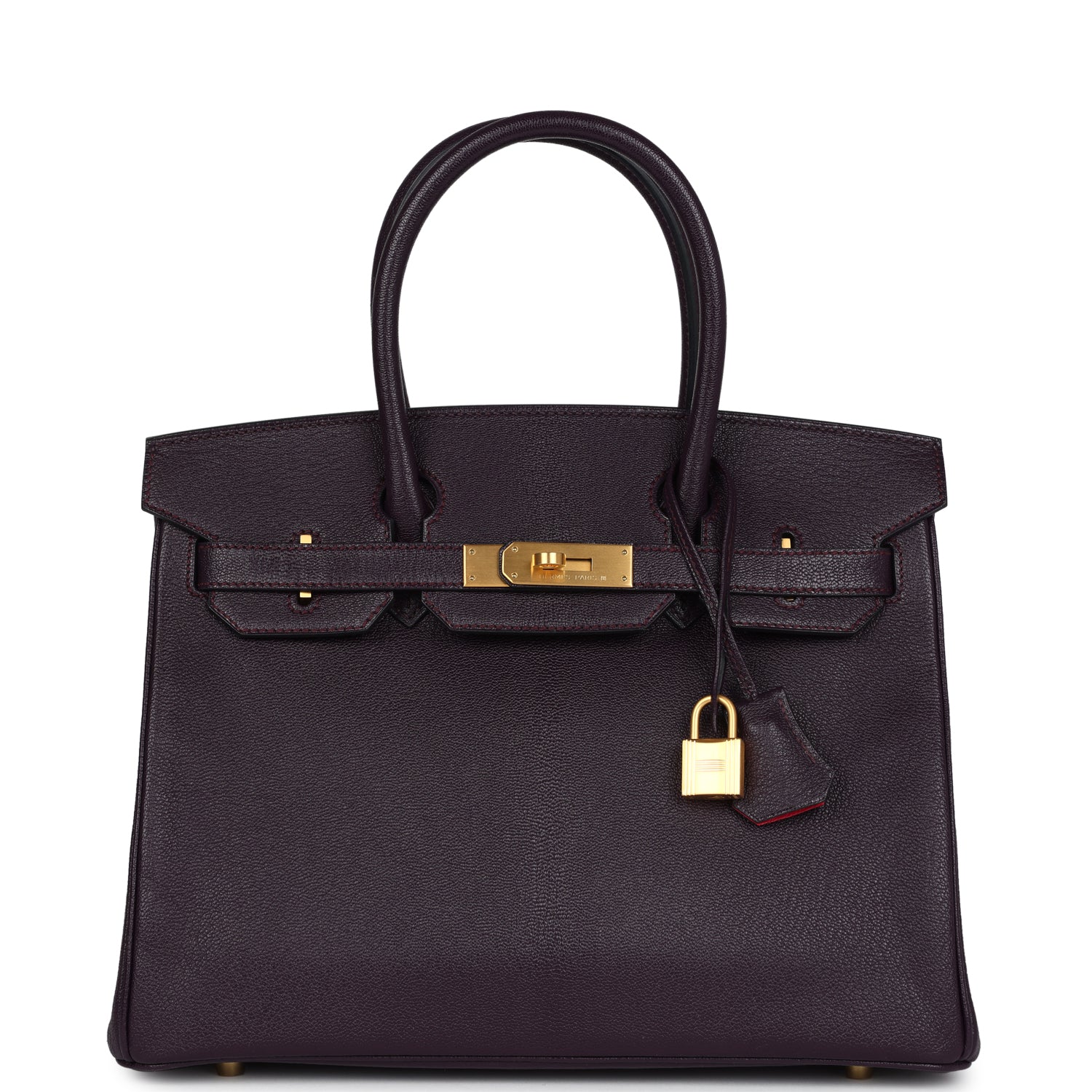 Replicate Hermes Special Order (HSS) Birkin 30 Raisin Verso Chevre Brushed Gold Hardware(1:1 replica)