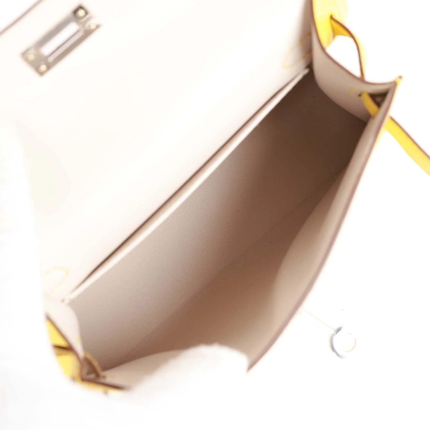 Replicate Hermes Kelly Sellier 20 Jaune de Naples Verso Ch��vre Palladium Hardware(1:1 replica)