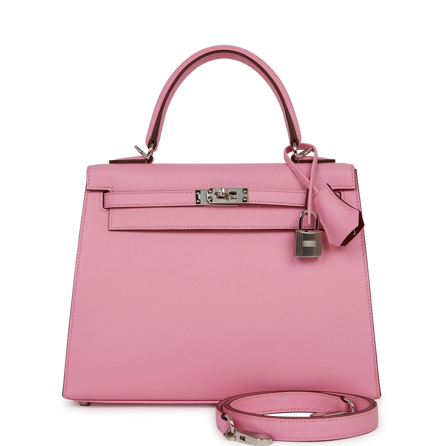 Replicate Hermes Kelly Sellier 25 Pink 5P Verso Madame Palladium Hardware(1:1 replica)