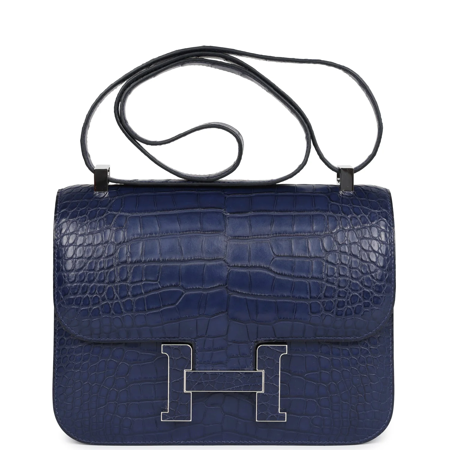 Replicate Hermes Constance 1-24 Bleu Saphir Matte Alligator Marquette Palladium Hardware(1:1 replica)