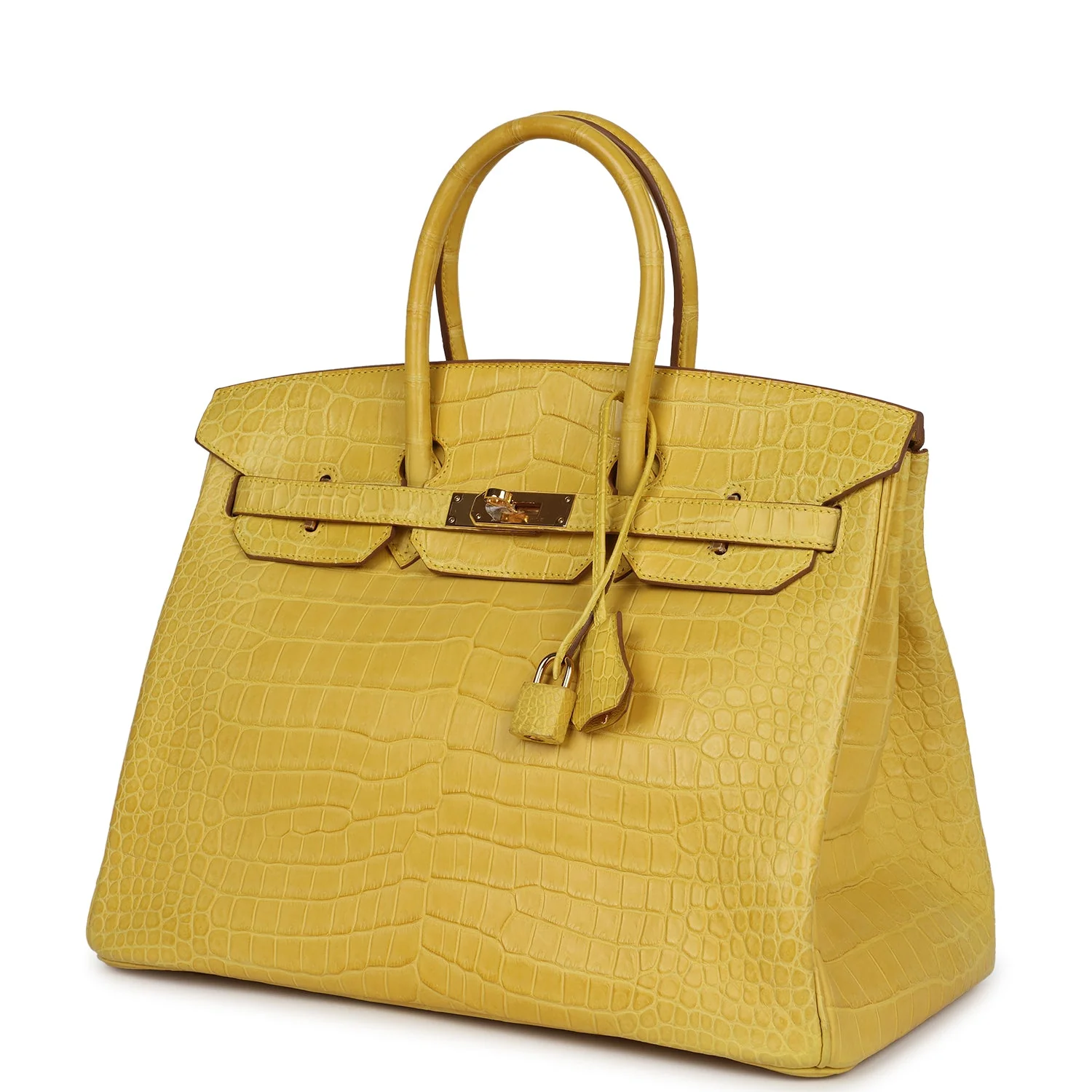 Replicate Hermes Birkin 35 Mimosa Matte Porosus Crocodile Gold Hardware(1:1 replica)