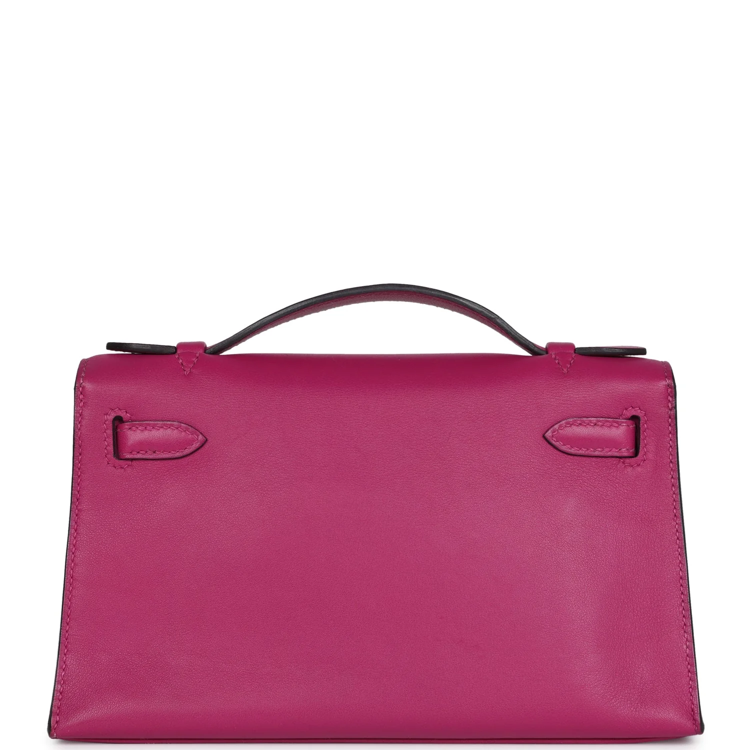 Replicate Hermes Kelly Pochette Rose Pourpre Swift Palladium Hardware(1:1 replica)