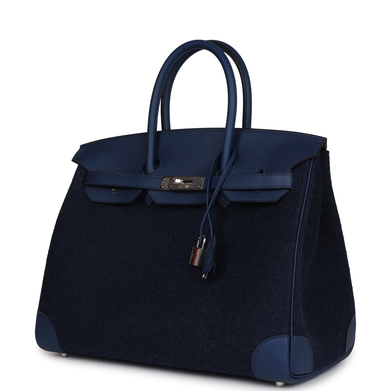Replicate Hermes Birkin 35 Bleu Nuit Feutre Wool and Bleu De Malte Swift Palladium Hardware(1:1 replica)