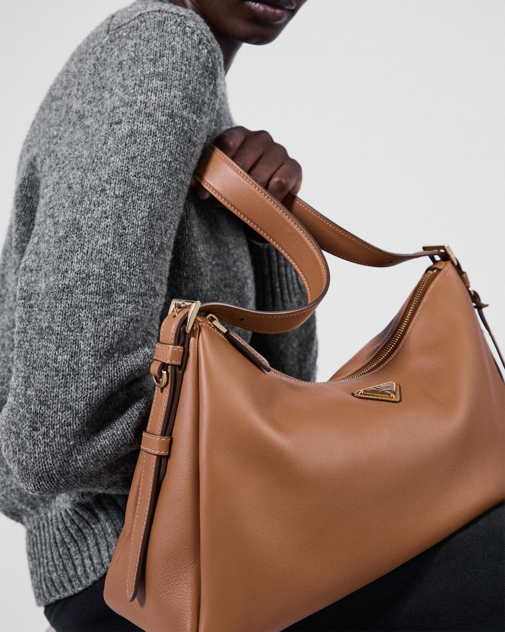 Replicate Prada Aimée Large Leather Shoulder Bag(1:1 replica)