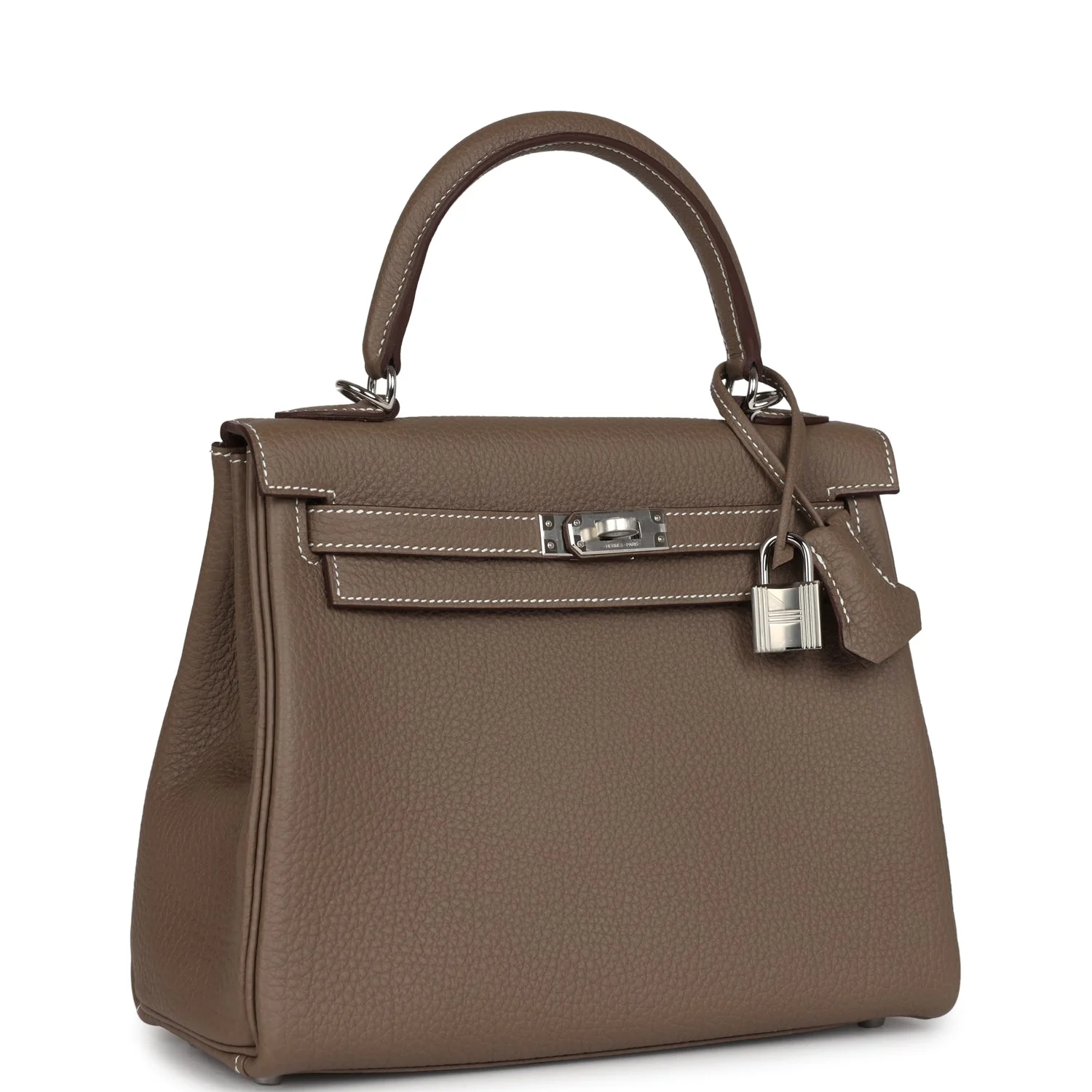Replicate Hermes Kelly Retourne 25 Etoupe Togo Palladium Hardware(1:1 replica)
