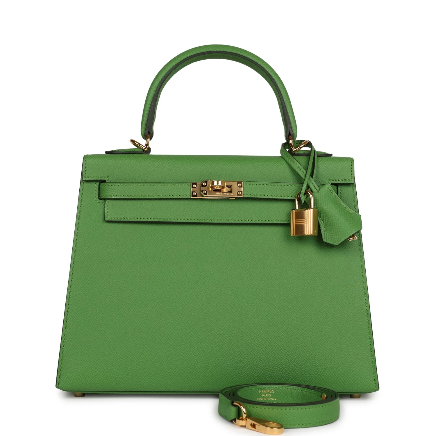 Replicate Hermes Kelly Sellier 25 Vert Yucca Epsom Gold Hardware(1:1 replica)