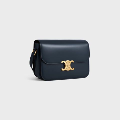 Replicate CLASSIQUE TRIOMPHE BAG IN SHINY CALFSKIN NAVY BLUE(1:1 replica)