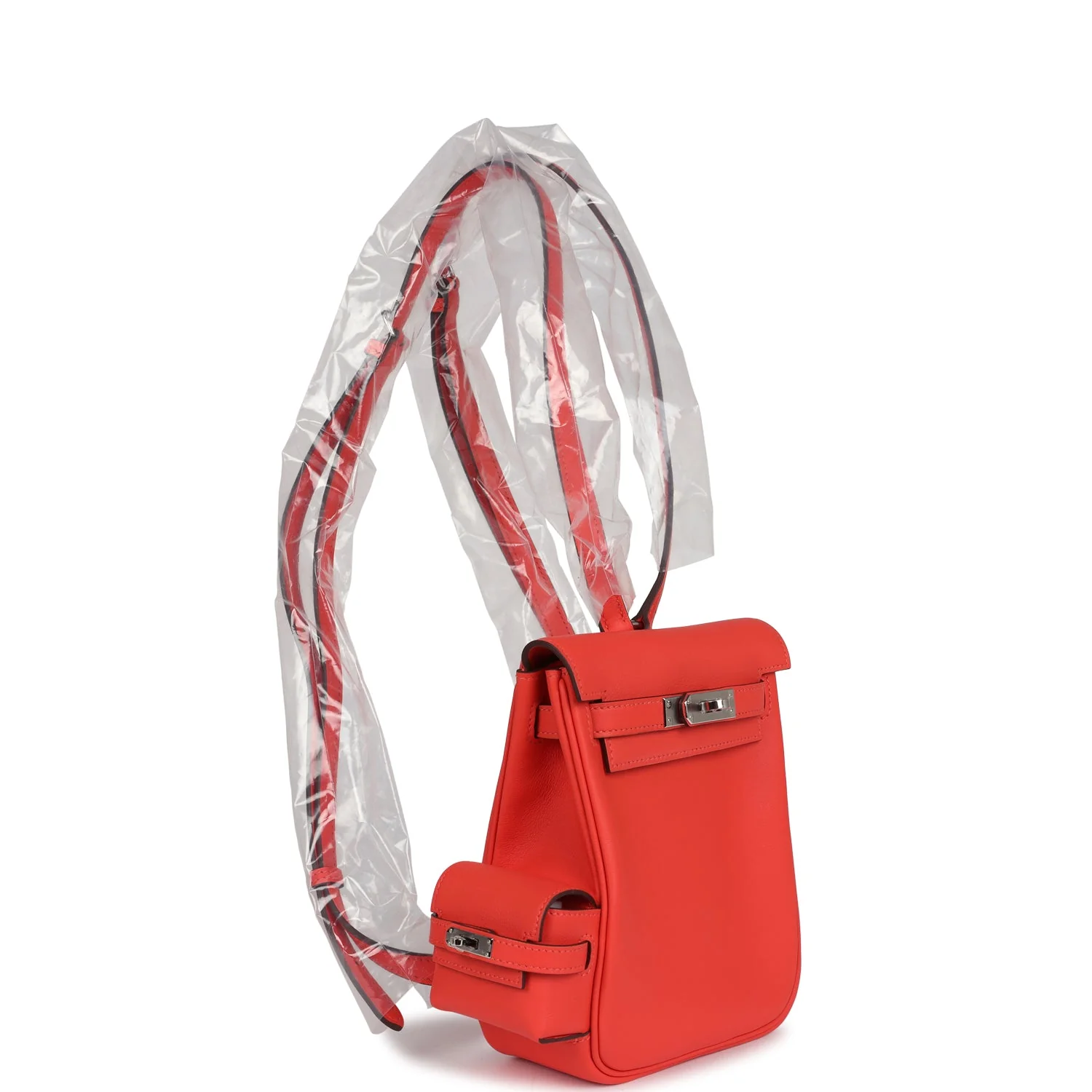 Replicate Hermes Mini Kelly Jump Backpack Orange Field Swift Palladium Hardware(1:1 replica)