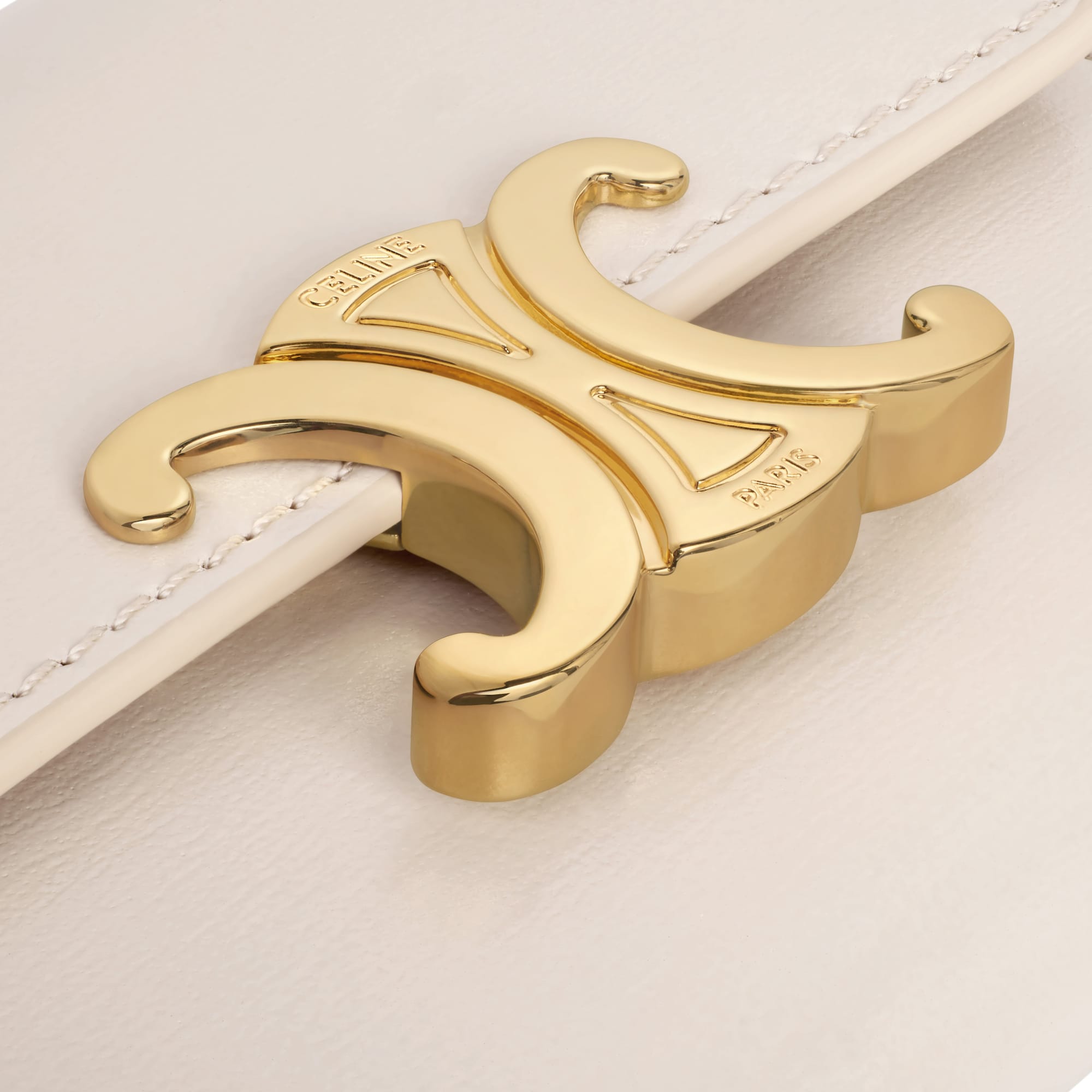 Replicate COMPACT WALLET WITH COIN TRIOMPHE IN SHINY CALFSKIN PALE BEIGE(1:1 replica)