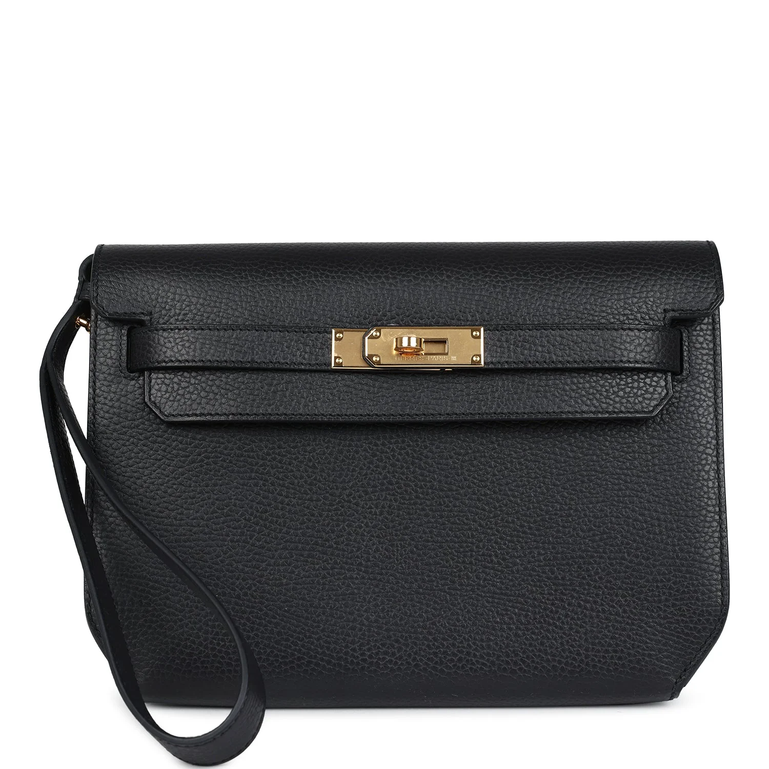 Replicate Hermes Kelly Depeches 25 Black Galop d'Hermes Gold Hardware(1:1 replica)