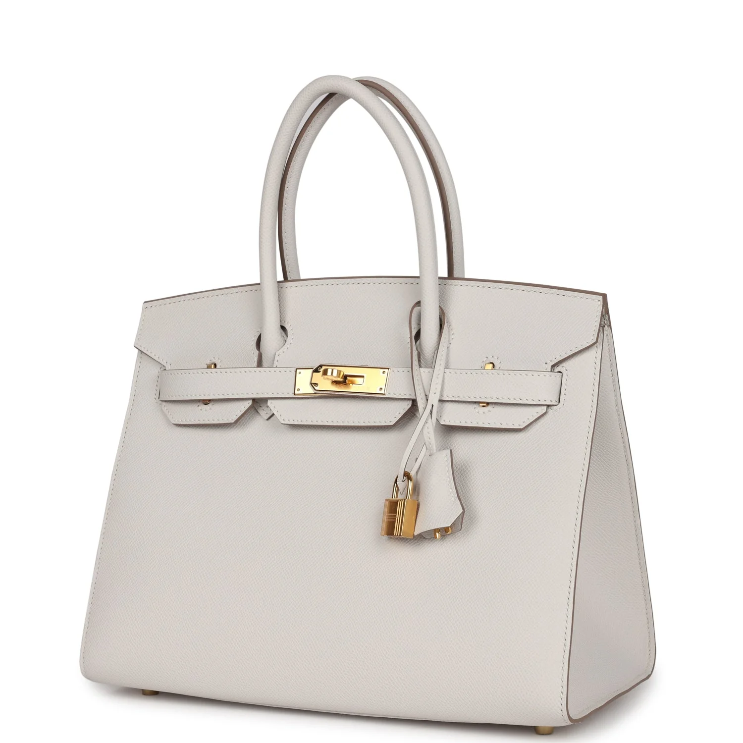 Replicate Hermes Birkin Sellier 30 Gris Pale Epsom Gold Hardware(1:1 replica)