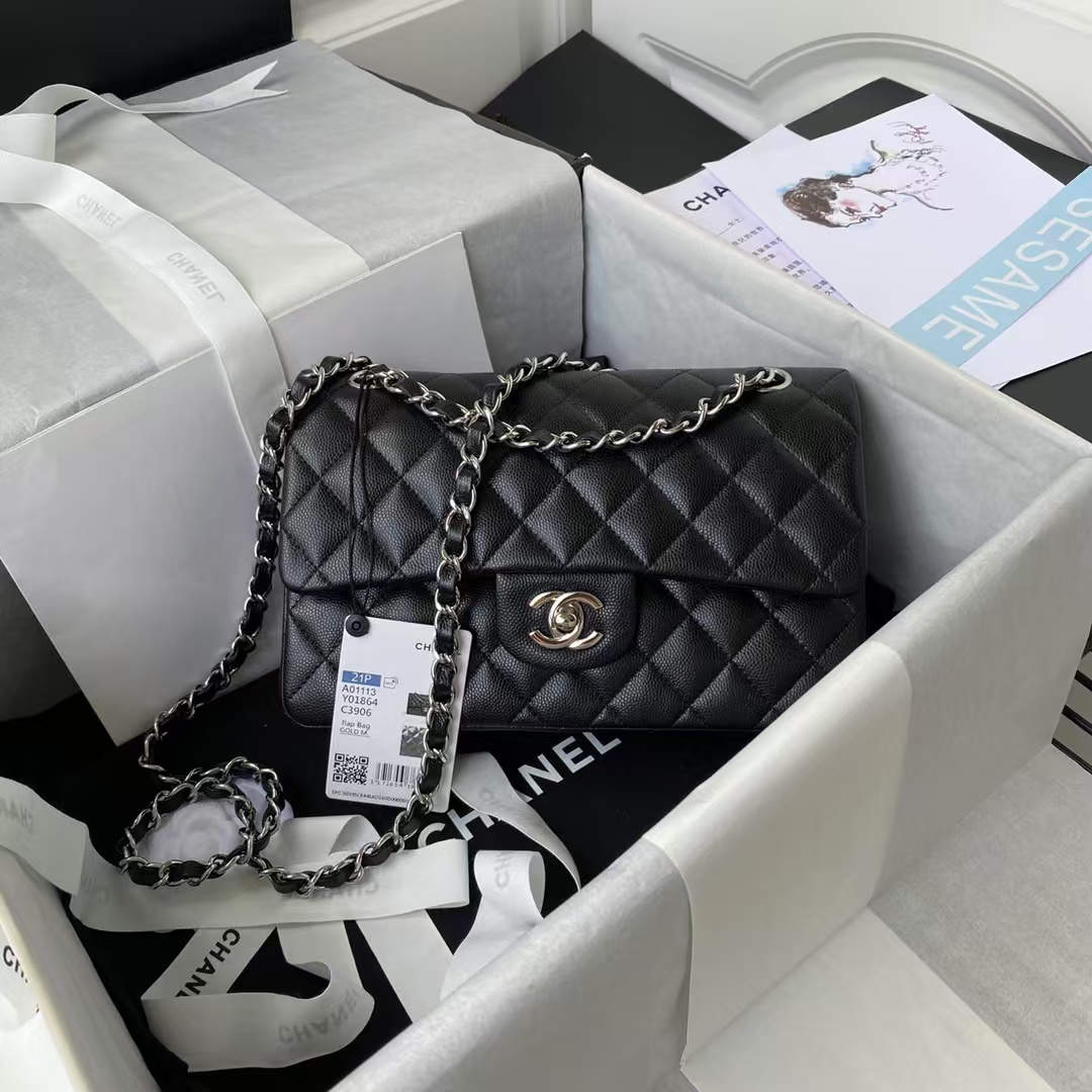 Replicate Chanel Small Classic Handbag Caviar Silver Hardware(1:1 replica)
