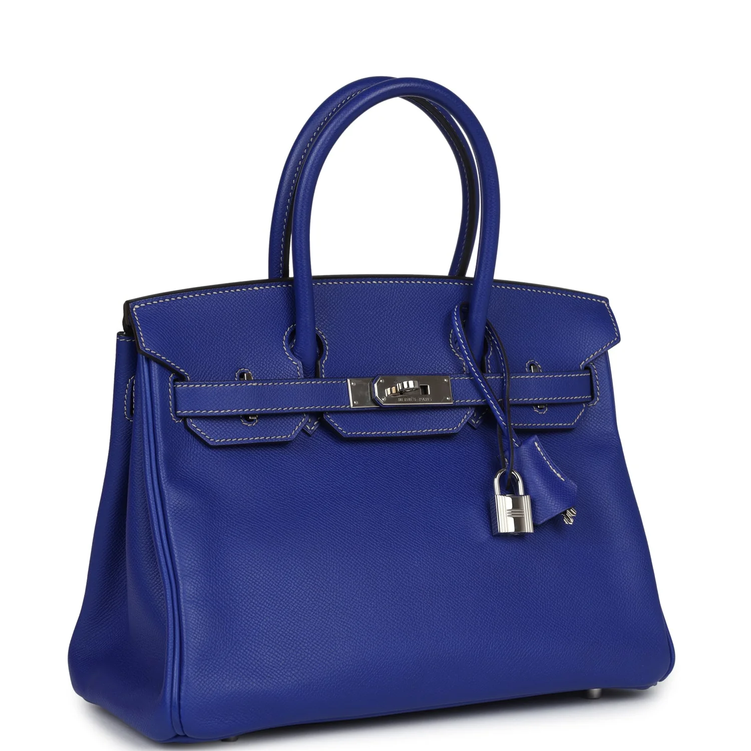 Replicate Hermes Birkin 30 Bleu Electric Candy Epsom Palladium Hardware(1:1 replica)