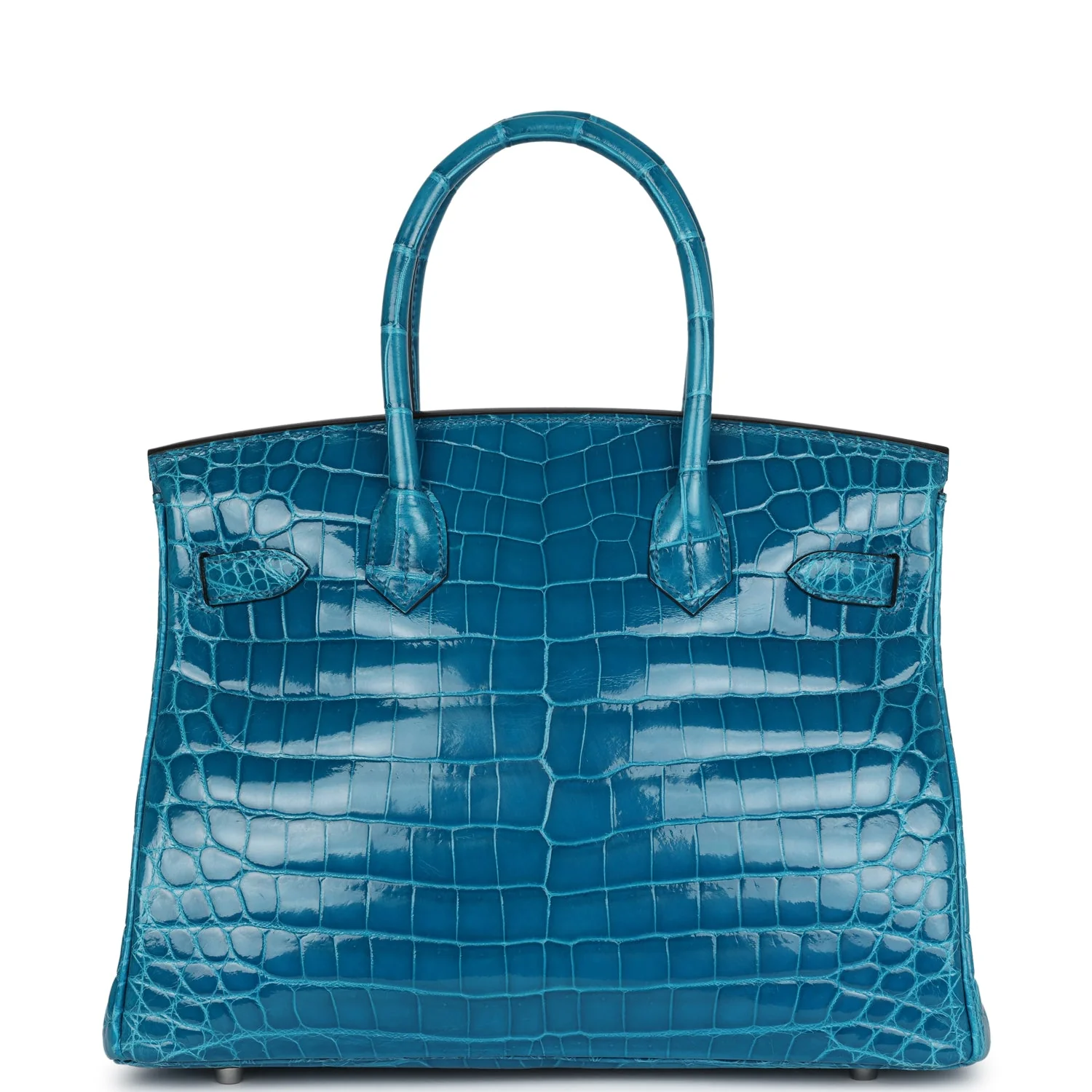Replicate Hermes Birkin 30 Bleu Izmir Shiny Niloticus Crocodile Palladium Hardware(1:1 replica)