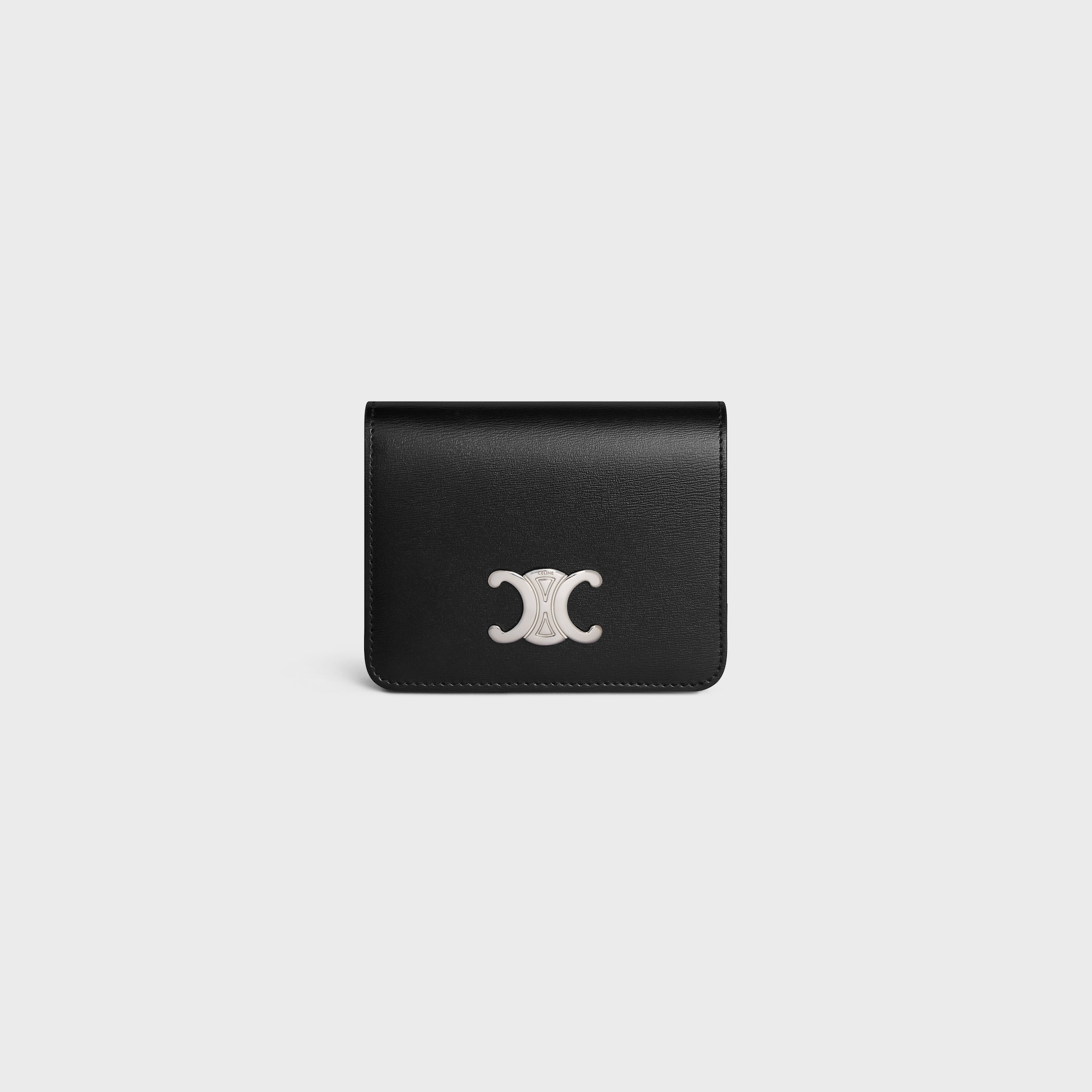 Replicate TRIOMPHE COMPACT WALLET IN SHINY CALFSKIN BLACK(1:1 replica)