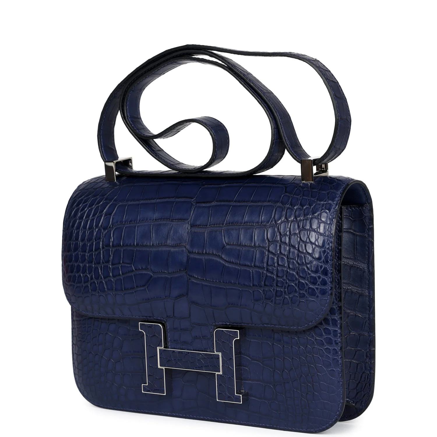 Replicate Hermes Constance 1-24 Bleu Saphir Matte Alligator Marquette Palladium Hardware(1:1 replica)