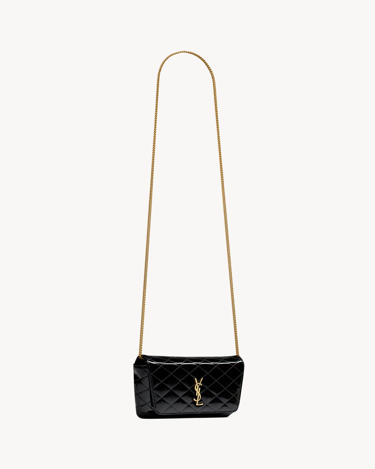 Replicate YSL Gaby Chain Phone Holder in Patent Leather(1:1 replica)
