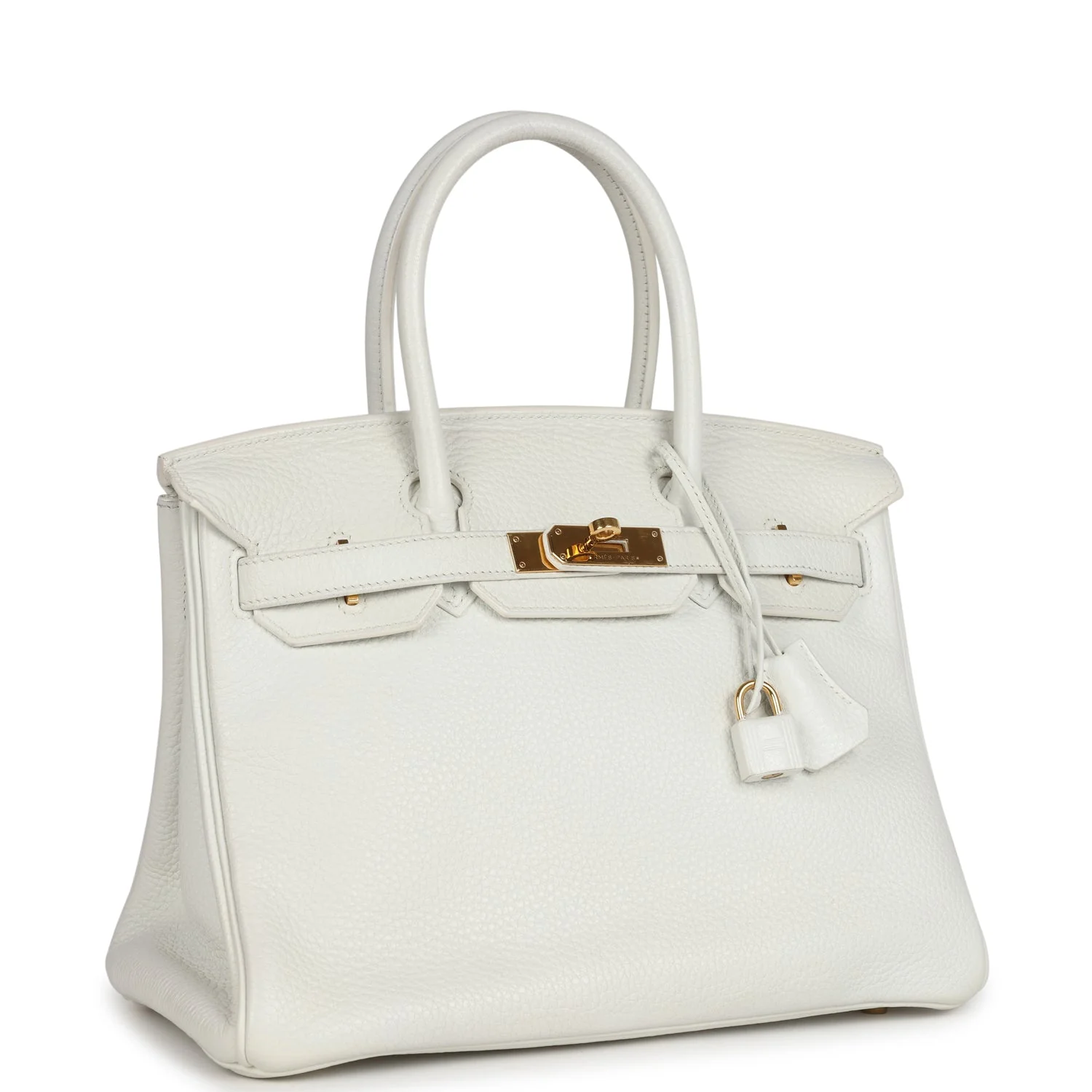Replicate Hermes Birkin 30 White Clemence Gold Hardware(1:1 replica)