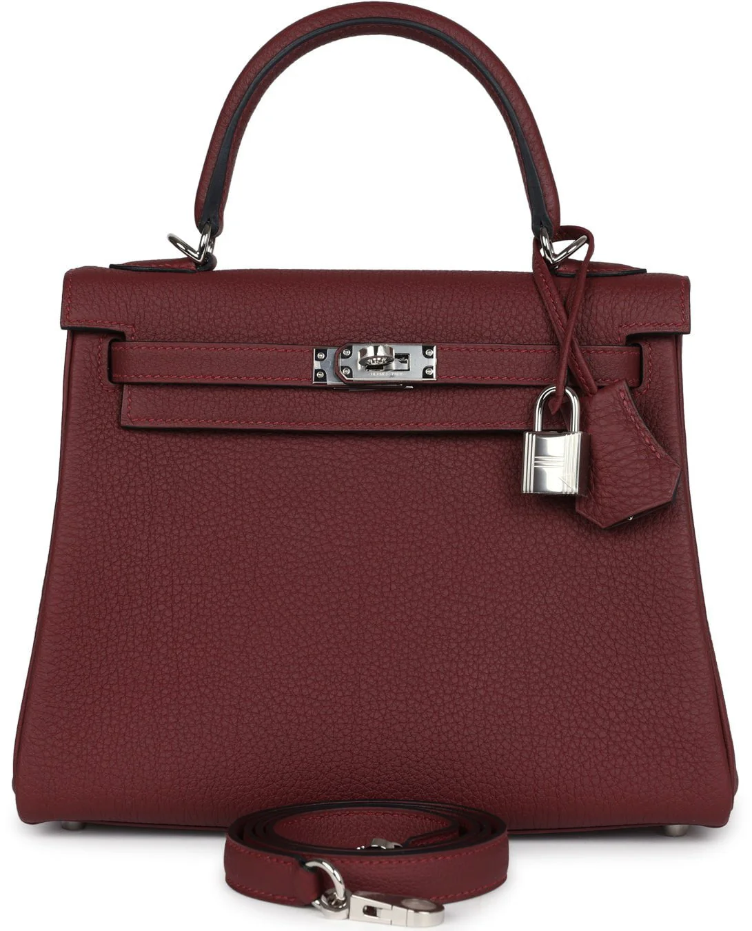 Replicate Hermes Kelly Retourne 25 Rouge H Togo Palladium Hardware(1:1 replica)