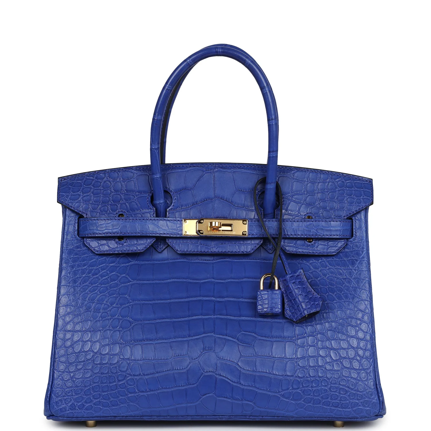 Replicate Hermes Birkin 30 Bleu Electric Matte Alligator Gold Hardware(1:1 replica)